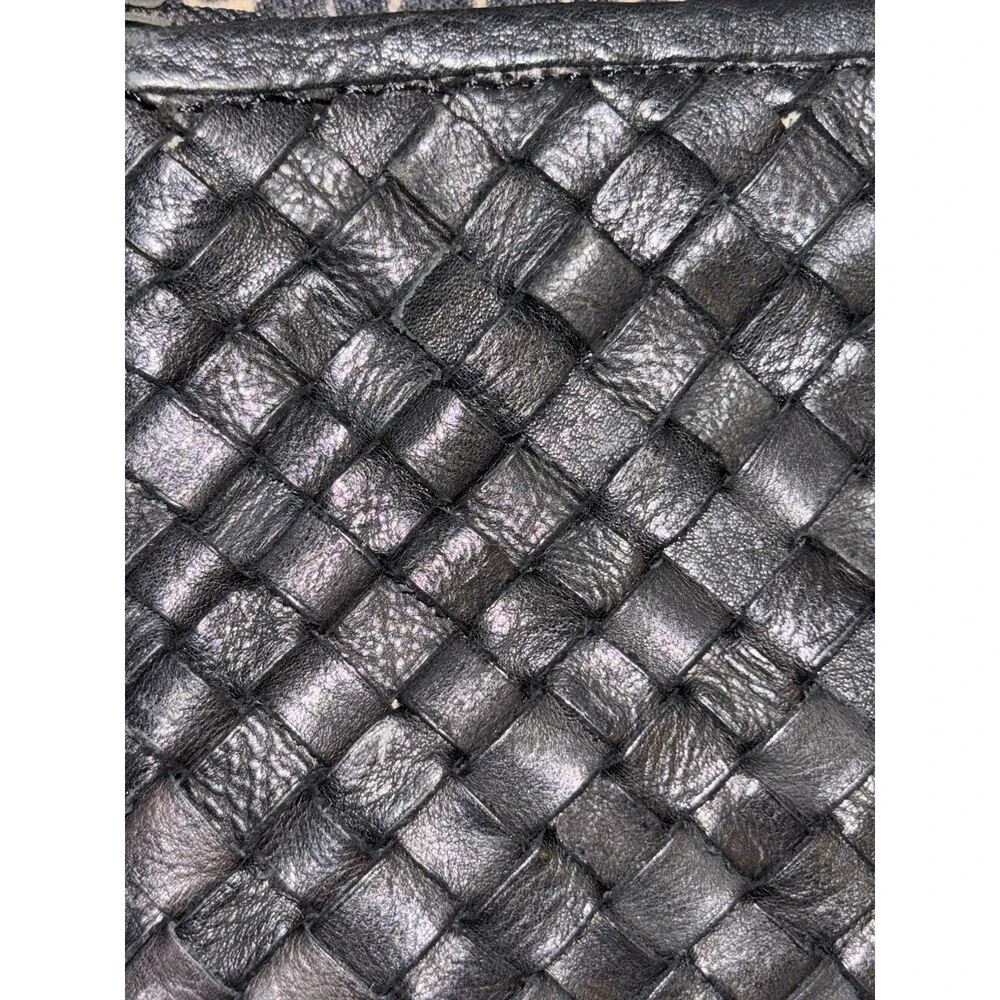 Massimo Palomba Hand Made Italian Black Woven Leather Clutch